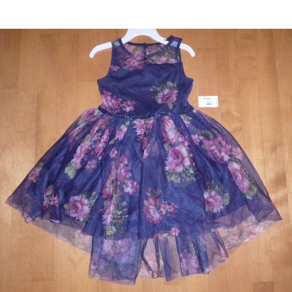 Girls Lilt Hi Lo Sheer Floral Party Dress Size XS 4/5 Sm 6/6X Med 7/8 Summer NWT - Picture 1 of 3